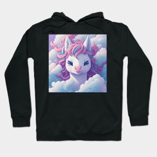 watercolor unicorn surrounded by clouds sticker illustration Hoodie